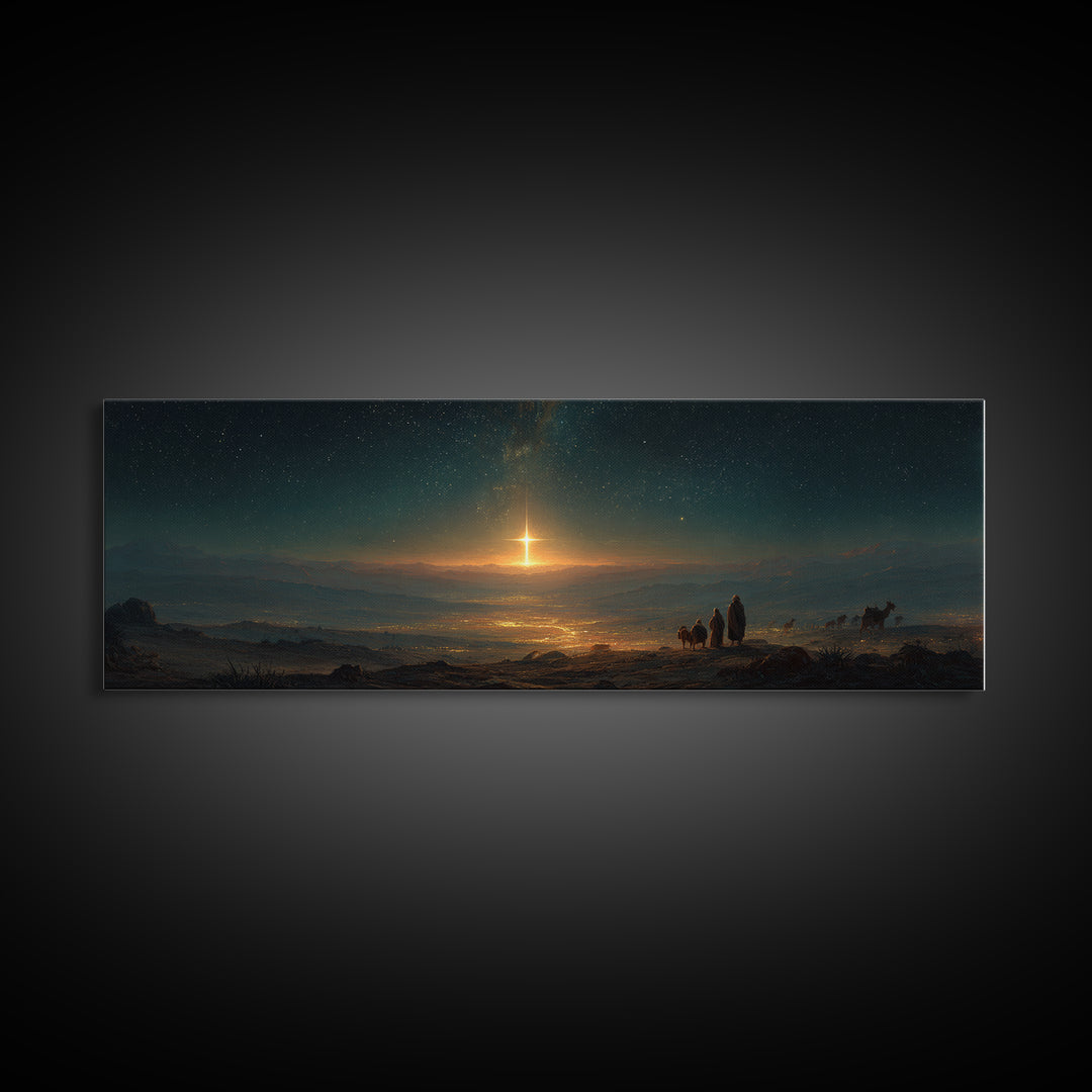 Eternal Dawn Cross – Framed Canvas Print – Panoramic Art – Christian Wall Art – Christmas Art – Christian Art Canvas – Christian Christmas
