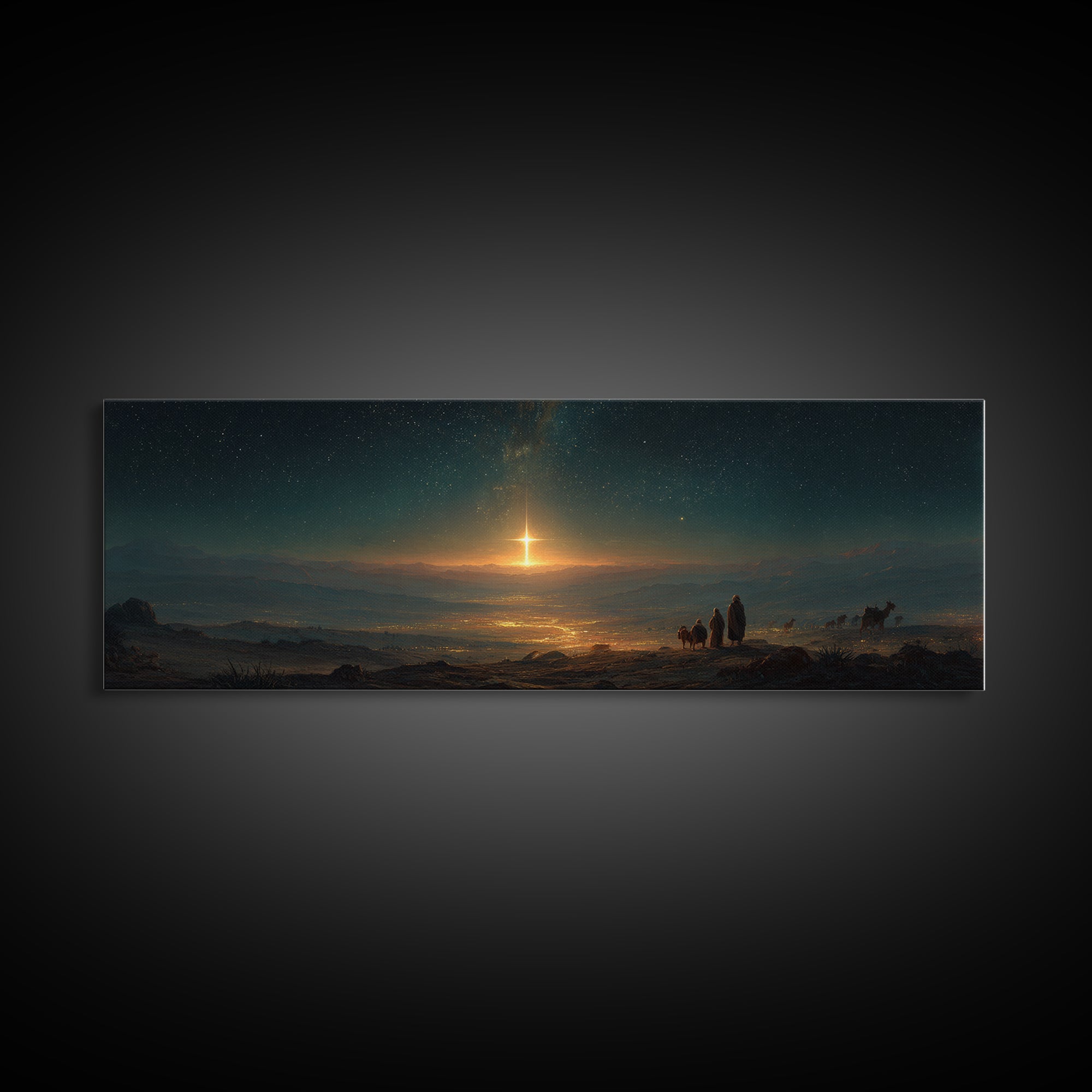 Eternal Dawn Cross – Framed Canvas Print – Panoramic Art – Christian Wall Art – Christmas Art – Christian Art Canvas – Christian Christmas