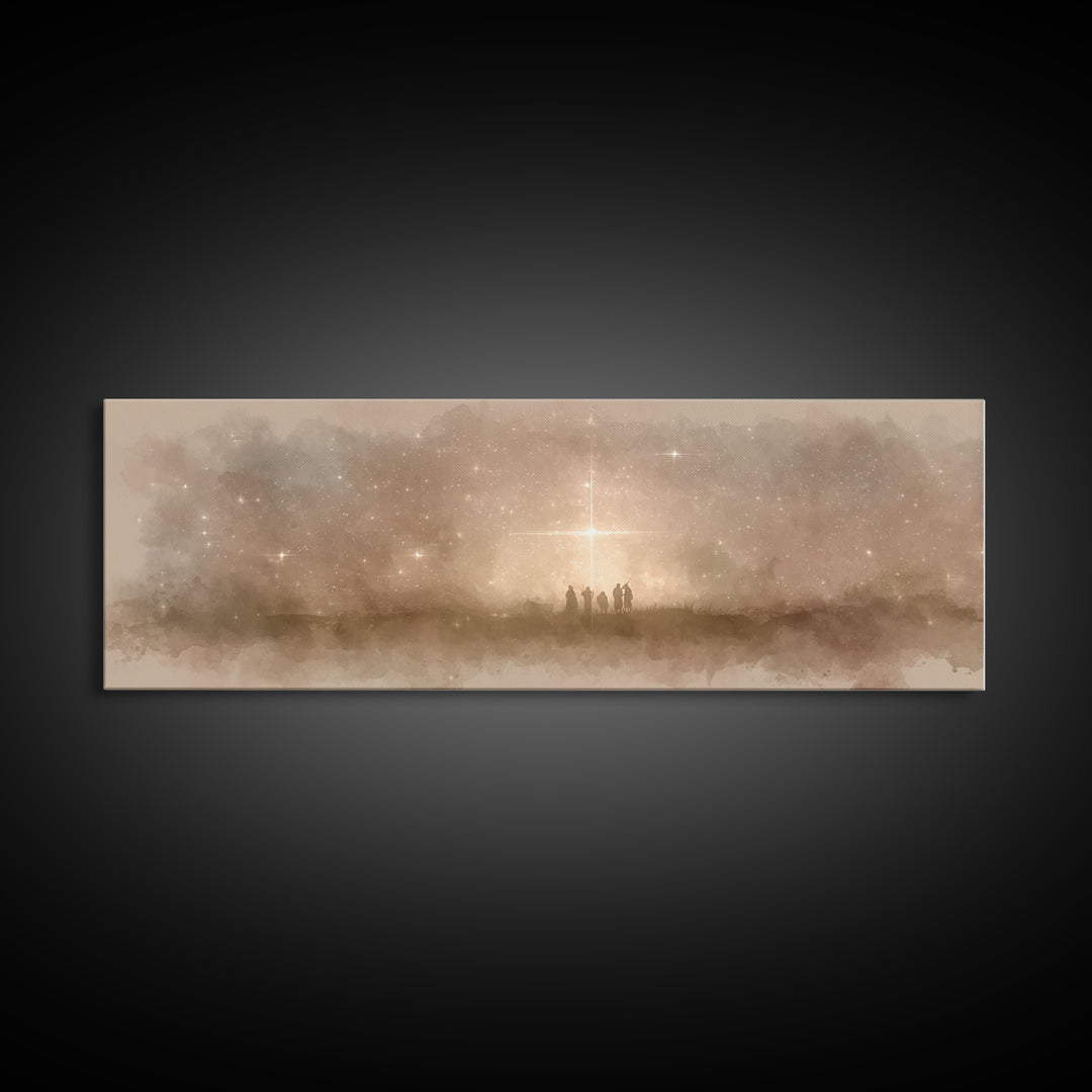 Radiant Bethlehem Sky | Framed Canvas Print | Christian Art Canvas | Panoramic Art | Christmas Art | Christian Wall Art | Christian Christm