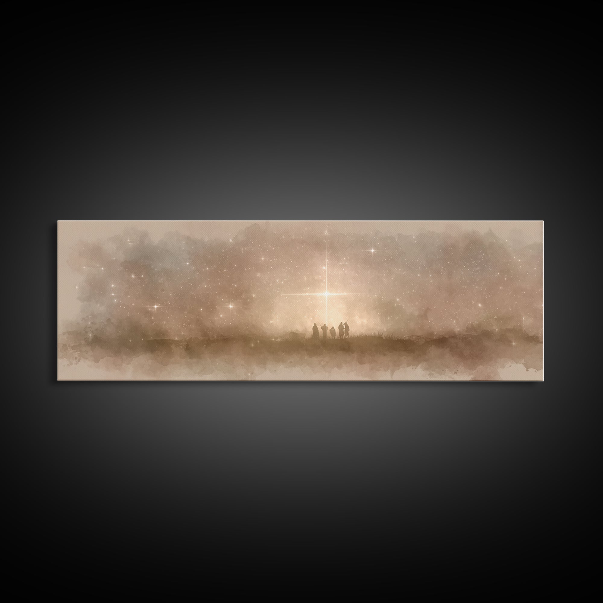 Radiant Bethlehem Sky | Framed Canvas Print | Christian Art Canvas | Panoramic Art | Christmas Art | Christian Wall Art | Christian Christm
