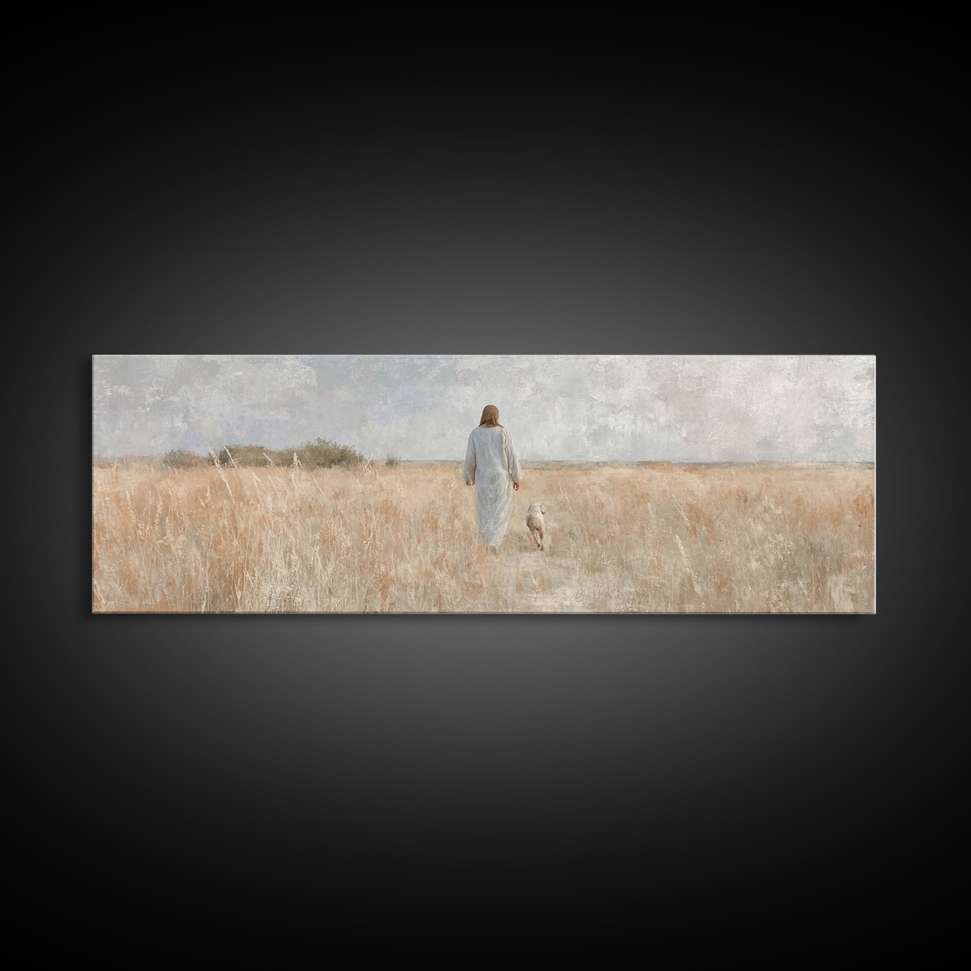Field Of Mercy – Framed Canvas Print – Panoramic Print – Christian Art Canvas – Christian Wall Art – Jesus Painting – Christian Decor
