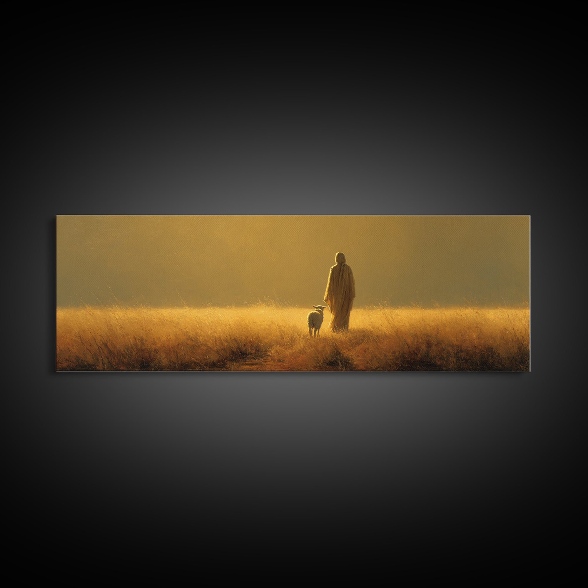 Fields Of Mercy | Framed Canvas Print | Christian Art Canvas | Panoramic Wall Art | Jesus Painting | Christian Wall Art | Christmas Art