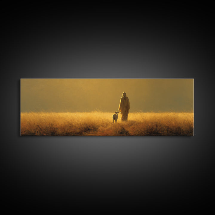 Fields Of Mercy | Framed Canvas Print | Christian Art Canvas | Panoramic Wall Art | Jesus Painting | Christian Wall Art | Christmas Art