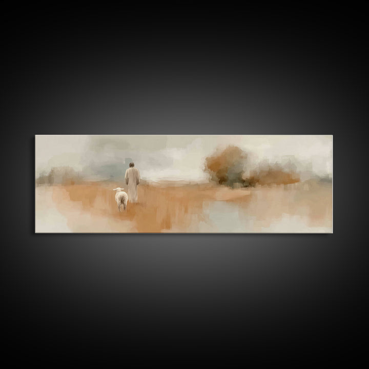 Soft Dawn Promise | Framed Canvas Print | Jesus Painting | Panoramic Painting | Christian Wall Art | Christian Art Canvas | Christmas Art