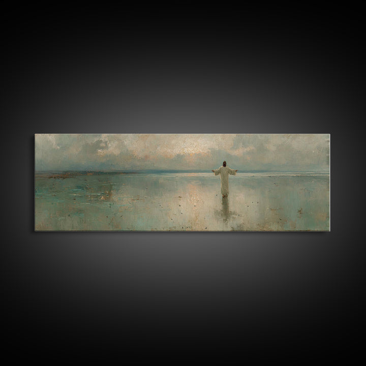 Still Waters Glory, Framed Canvas Print, Christian Art Canvas, Panoramic Art, Jesus Painting, Christian Wall Art, Christmas Art