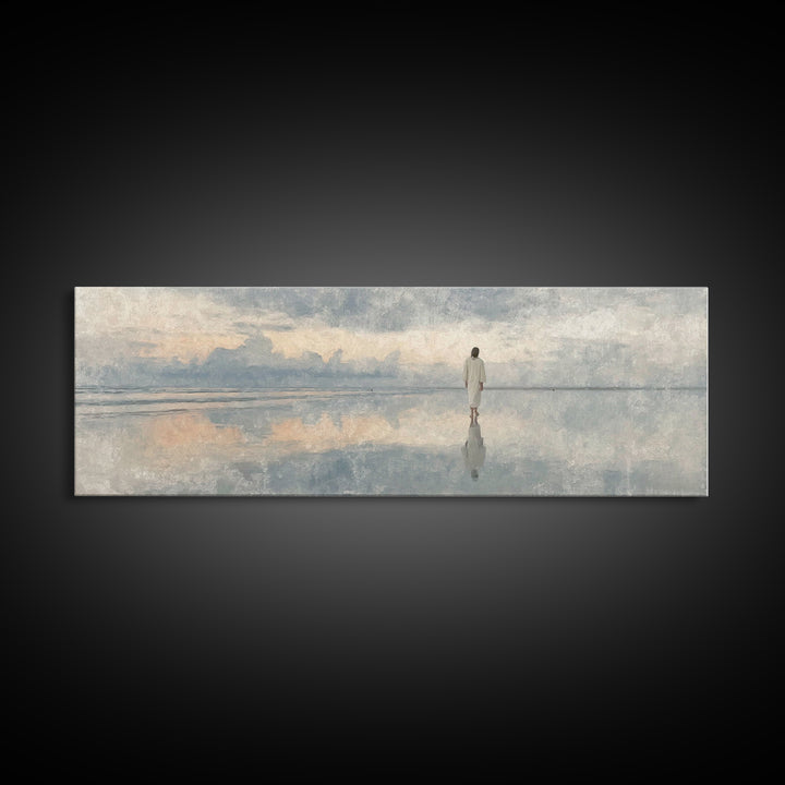 Heaven’s Gentle Light – Framed Canvas Print – Christian Art Canvas – Christian Wall Art – Panoramic Art – Jesus Painting – Christmas Art