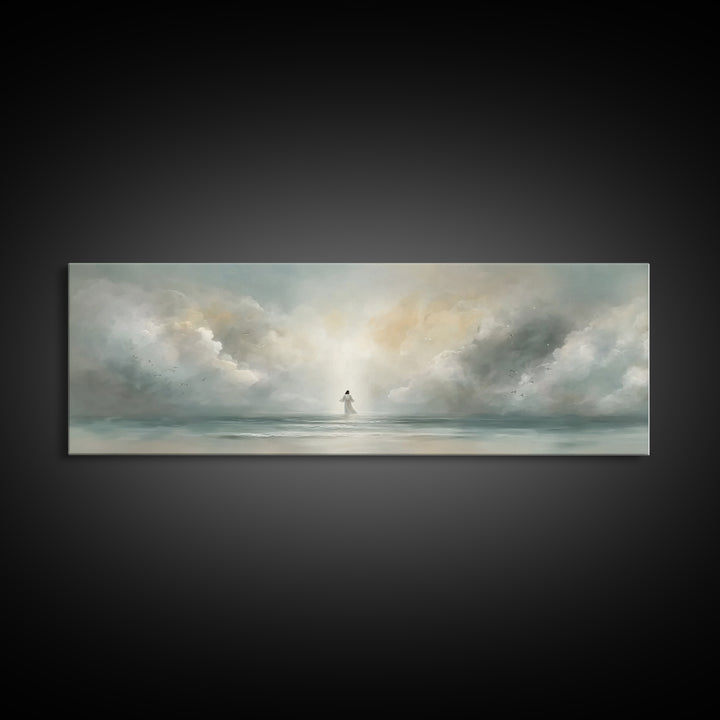 Harbor Of Calling, Framed Canvas Print, Christian Art Canvas, Christian Wall Art, Panoramic Wall Art, Jesus Painting, Christmas Art