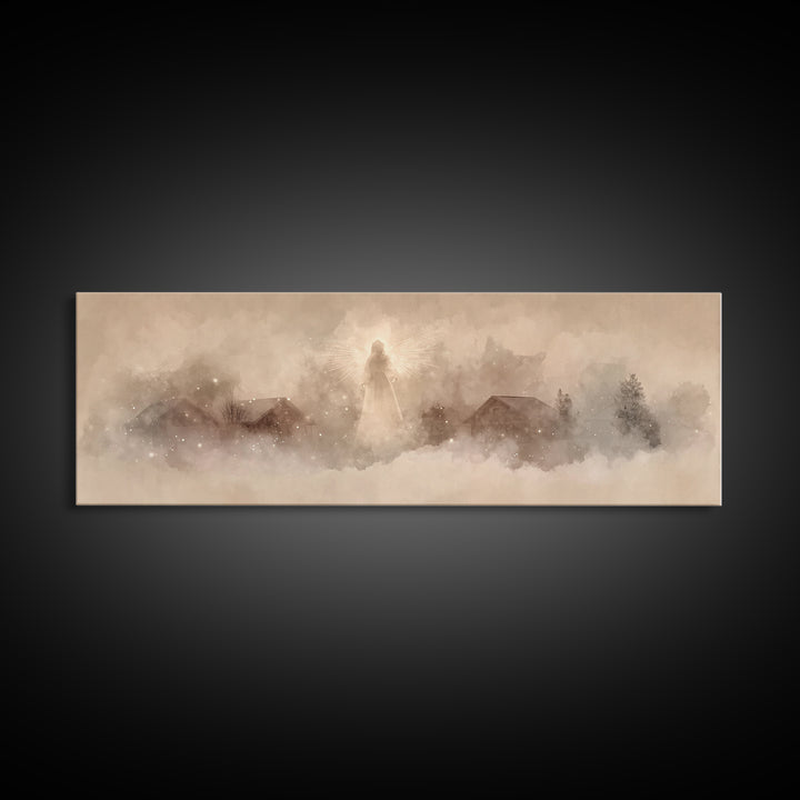 Heavenly Guardian | Framed Canvas Print | Christian Wall Art | Panoramic Art | Christian Art Canvas | Christmas Art | Christian Decor For H
