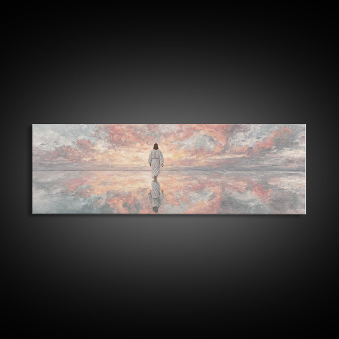 Heaven’s Gentle Dawn | Framed Canvas Print | Panoramic Painting | Christian Art Canvas | Jesus Painting | Christian Wall Art | Christmas Ar