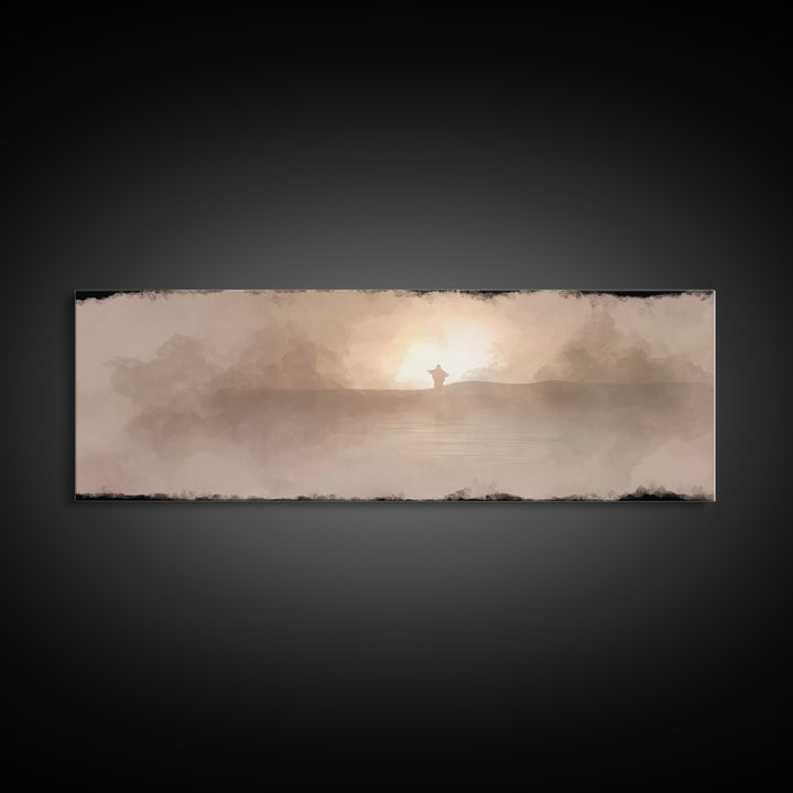 Light Of Grace, Framed Canvas Print, Panoramic Wall Art, Christian Art Canvas, Christian Wall Art, Jesus Painting, Christmas Art