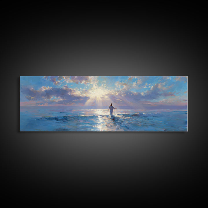Soft Horizon Blessing – Framed Canvas Print – Panoramic Frame – Christian Art Canvas – Christian Wall Art – Jesus Painting – Christmas Art
