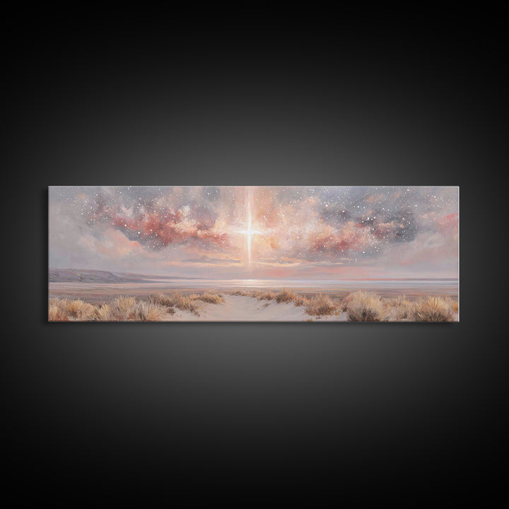 Desert Grace Light, Framed Canvas Print, Christian Art Canvas, Christian Wall Art, Panoramic Wall Art, Christmas Art, Christian Decor