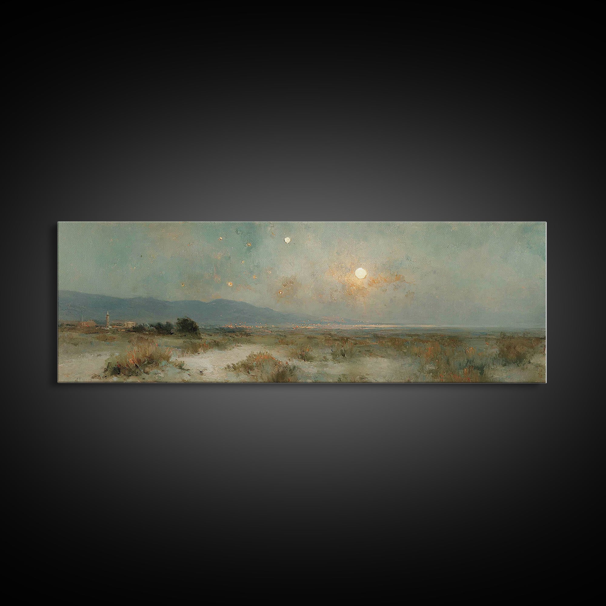 Holy Night Horizon – Framed Canvas Print – Christian Art – Christmas Wall Art – Panoramic Painting – Christian Decorations – Christian Art