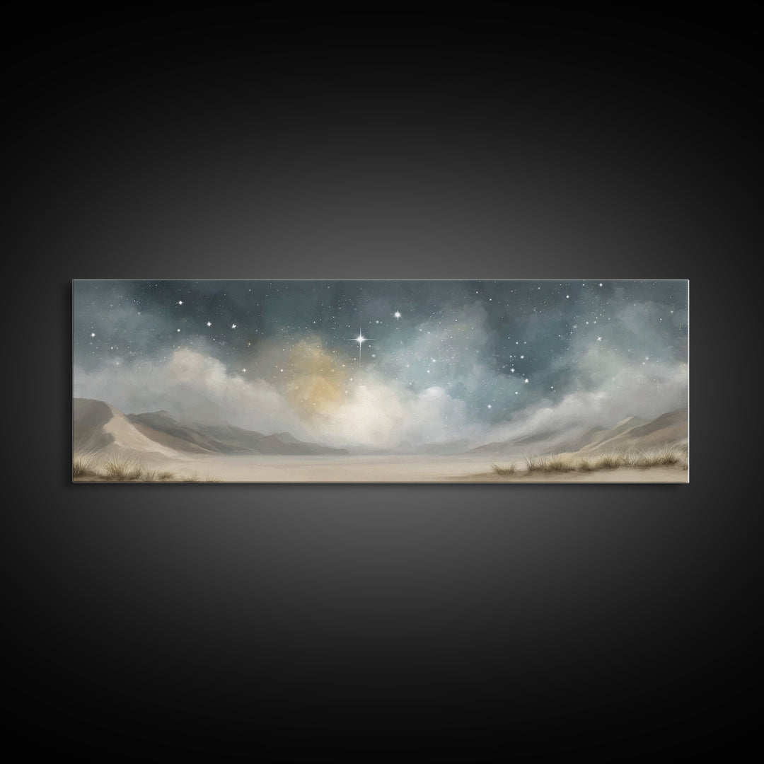 Sacred Star Rising | Framed Canvas Print | Christian Wall Art | Christmas Art | Panoramic Frame | Christian Art Print | Christian Gift Idea