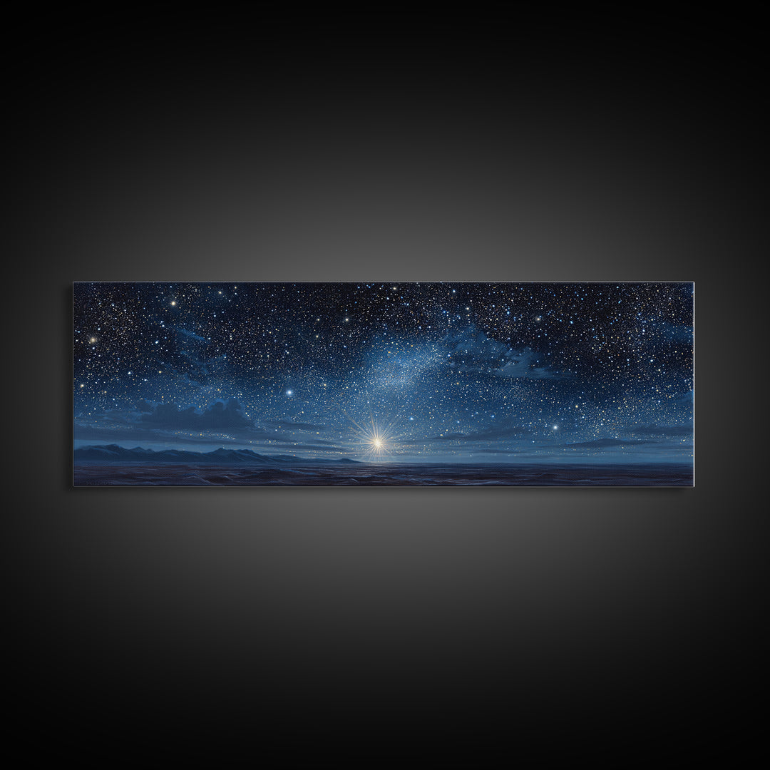 Night Of Wonder | Framed Canvas Print | Christian Christmas Art | Panoramic Art | Christian Art Canvas | Christmas Wall Art | Christian Dec