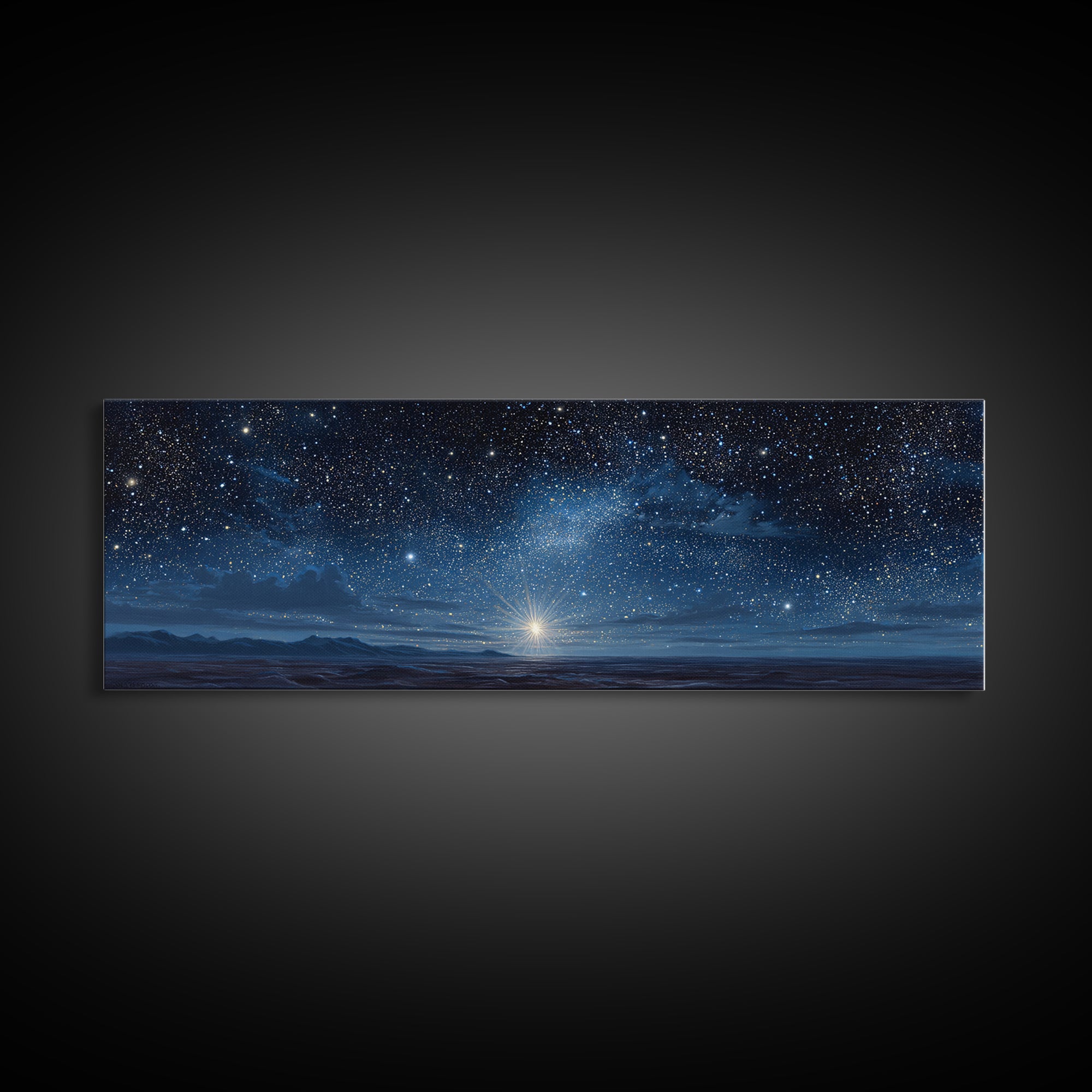 Night Of Wonder | Framed Canvas Print | Christian Christmas Art | Panoramic Art | Christian Art Canvas | Christmas Wall Art | Christian Dec