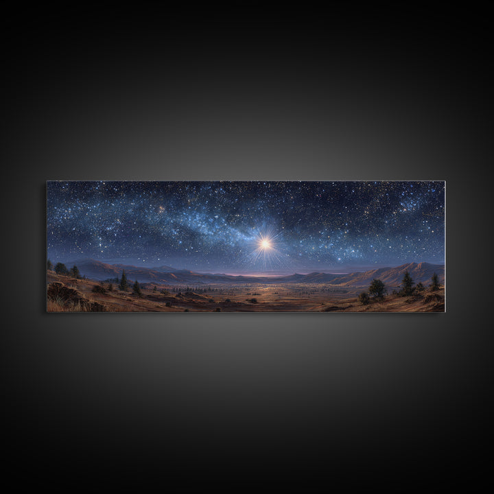 Heavenly Starland – Framed Canvas Print – Panoramic Painting – Christian Wall Art – Christian Christmas Art – Christian Art Canvas – Christ