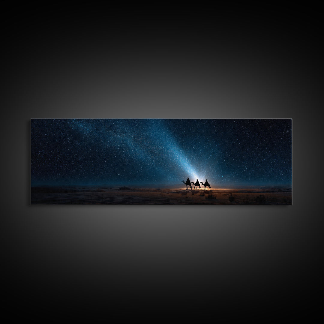 Bethlehem Night Journey | Framed Canvas Print | Christian Wall Art | Panoramic Wall Art | Christmas Art | Christian Art Canvas | Jesus Pain