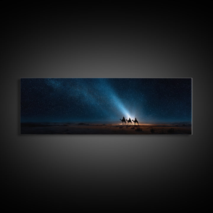Bethlehem Night Journey | Framed Canvas Print | Christian Wall Art | Panoramic Wall Art | Christmas Art | Christian Art Canvas | Jesus Pain