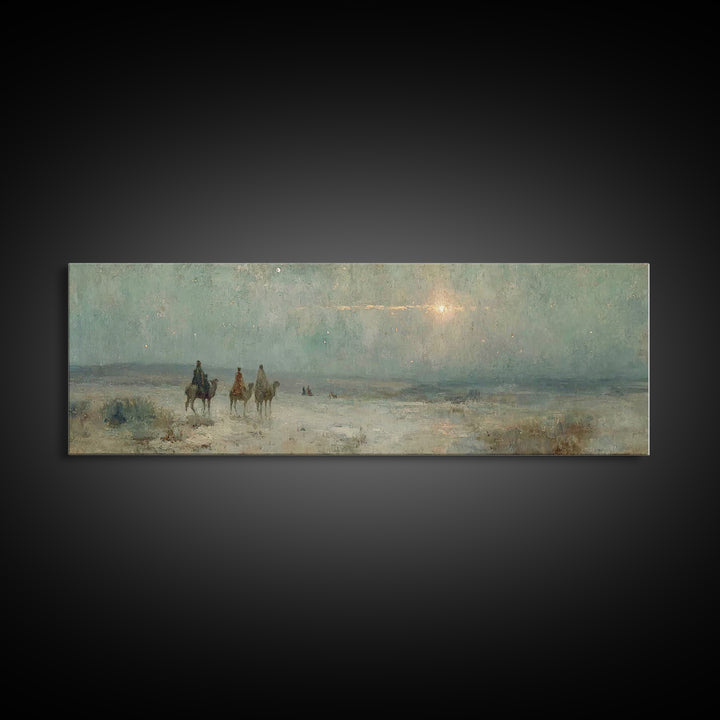 Three Kings Ascent – Framed Canvas Print – Christian Wall Art – Panoramic Art – Christmas Art – Christian Art Canvas – Jesus Painting – Chr