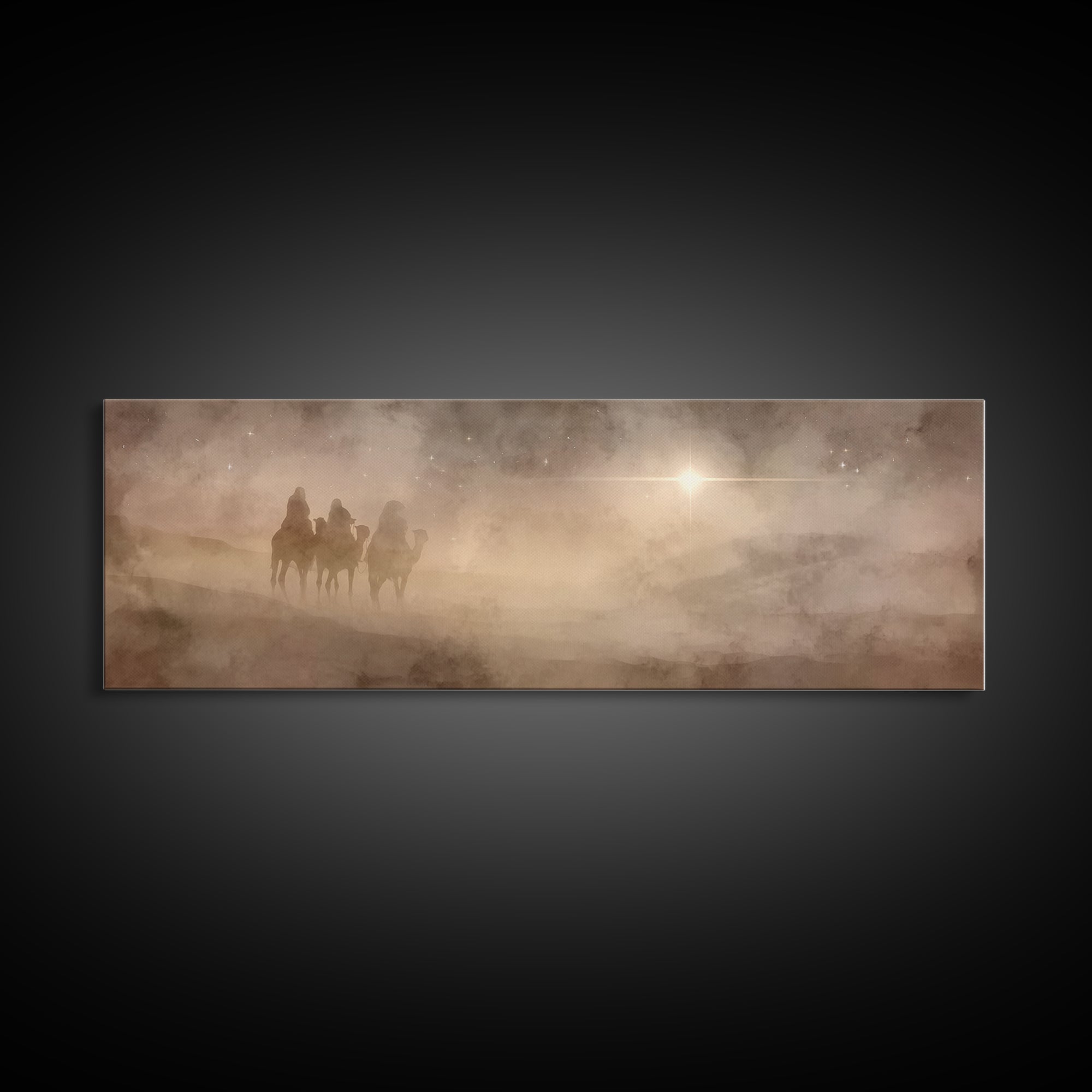 Radiant Dawn Path | Framed Canvas Print | Christian Art Canvas | Panoramic Painting | Christian Wall Art | Christmas Art | Jesus Painting |