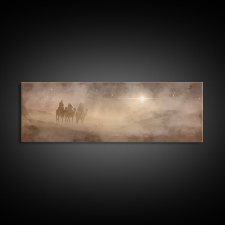 Radiant Dawn Path | Framed Canvas Print | Christian Art Canvas | Panoramic Painting | Christian Wall Art | Christmas Art | Jesus Painting |