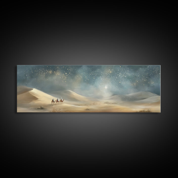 Desert Light Voyage – Framed Canvas Print – Christian Art Canvas – Panoramic Print – Christian Wall Art – Christmas Art – Jesus Painting –