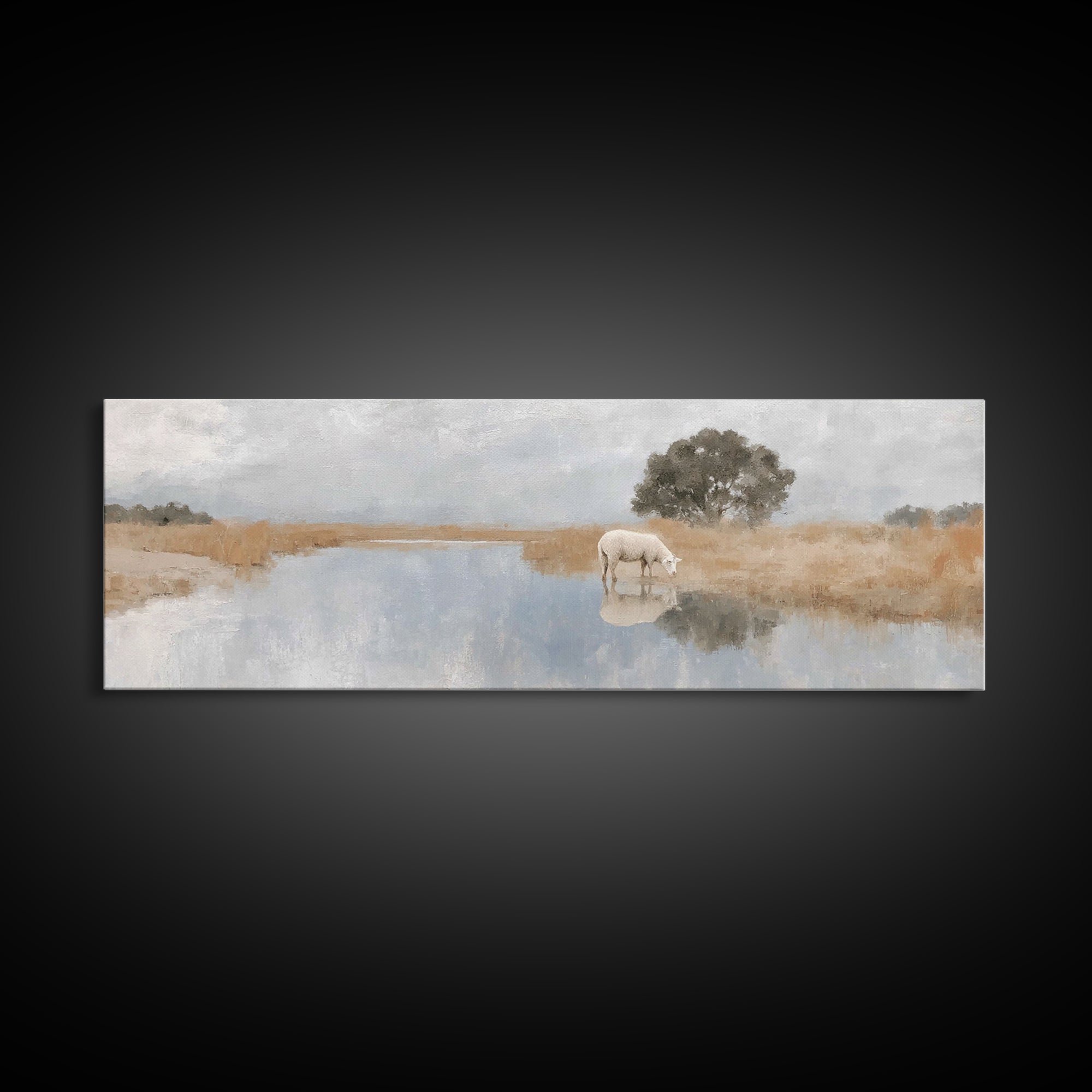 Shepherd’s Quiet Light | Framed Canvas Print | Christian Wall Art | Panoramic Art | Christian Art Canvas | Christmas Art | Jesus Painting |