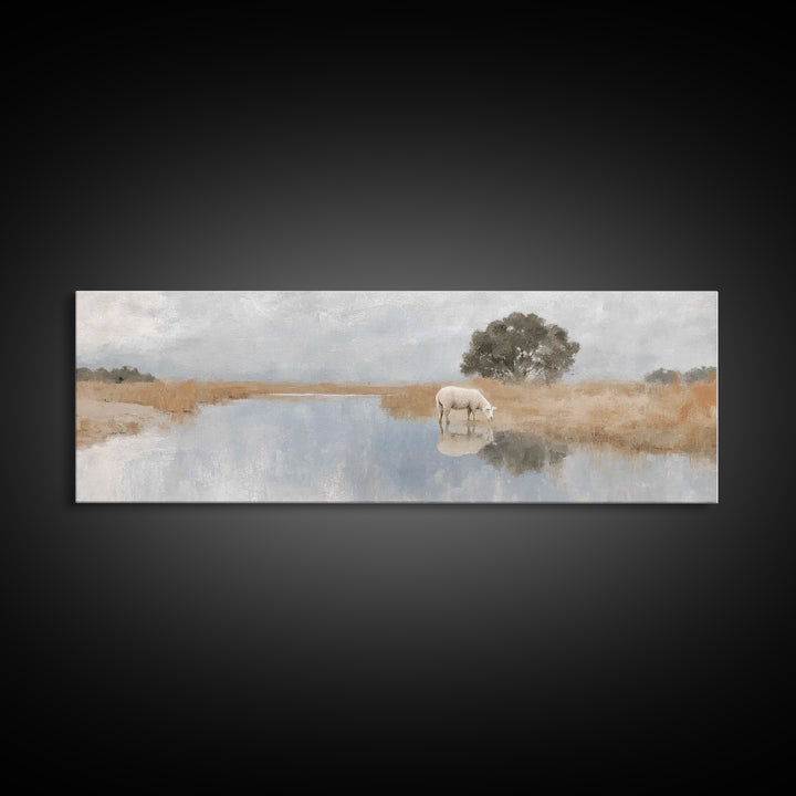 Shepherd’s Quiet Light | Framed Canvas Print | Christian Wall Art | Panoramic Art | Christian Art Canvas | Christmas Art | Jesus Painting |