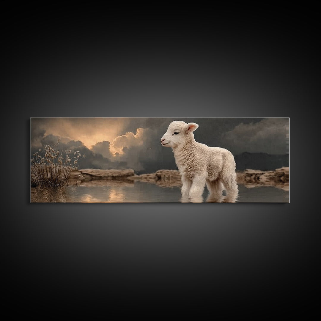 Lamb Of Dawn – Framed Canvas Print – Panoramic Print – Christian Wall Art – Christian Art Canvas – Christian Art – Christian Gift – Christi