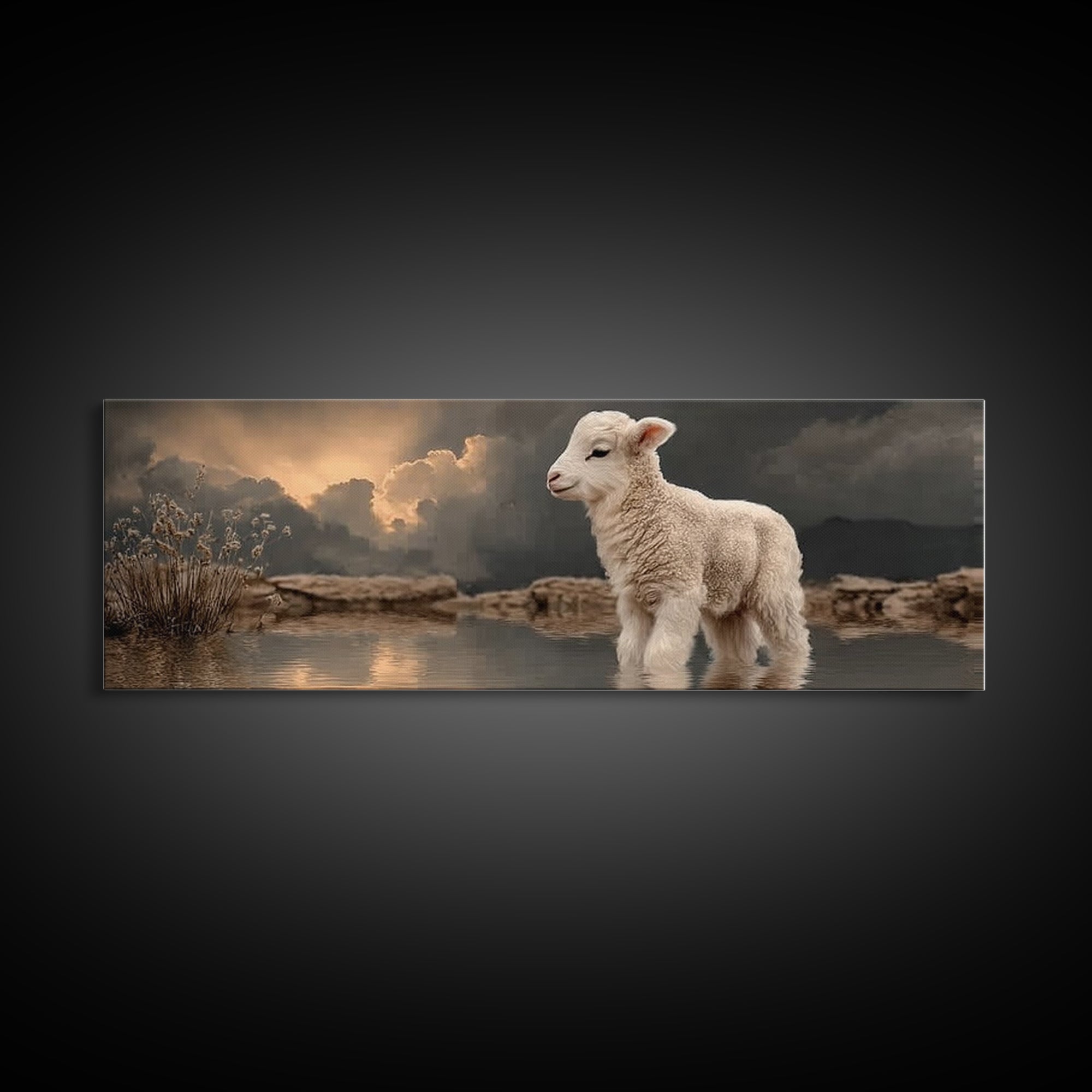 Lamb Of Dawn – Framed Canvas Print – Panoramic Print – Christian Wall Art – Christian Art Canvas – Christian Art – Christian Gift – Christi