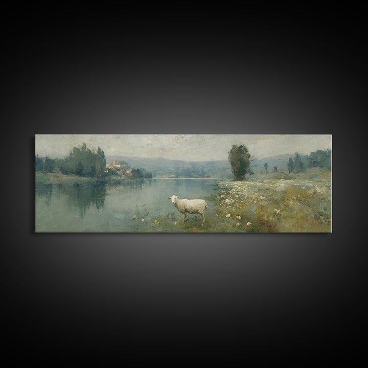 Pasture Of Grace, Framed Canvas Print, Panoramic Frame, Christian Art, Christian Wall Art, Christian Art Canvas, Christian Gift, Christian