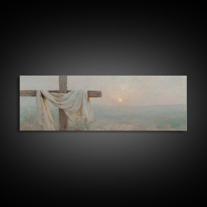 Risen Hope Cross, Framed Canvas Print, Panoramic Art, Christian Wall Art, Christian Art Canvas, Christian Art, Christian Gift, Christian Pa