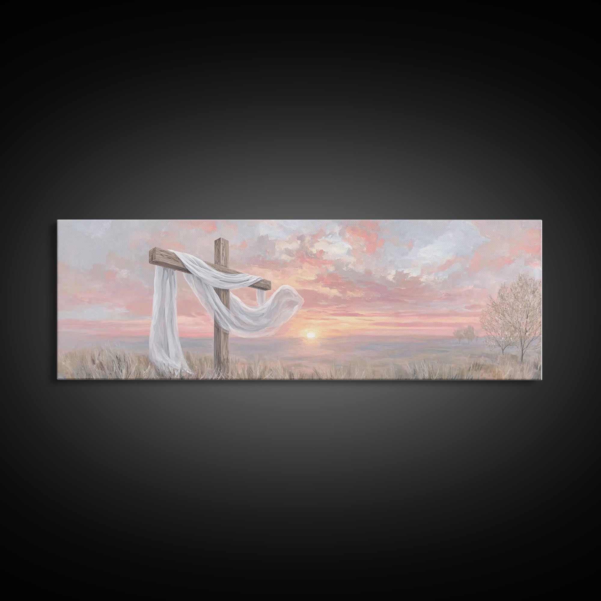 Easter Dawn Promise | Framed Canvas Print | Panoramic Print | Christian Art | Christian Art Canvas | Christian Wall Art | Christian Gift |