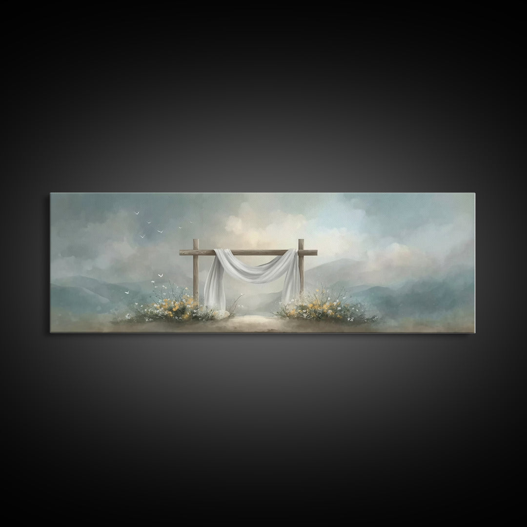 Dawn Of Mercy – Framed Canvas Print – Panoramic Wall Art – Christian Wall Art – Christian Art Canvas – Jesus Painting – Christian Decor