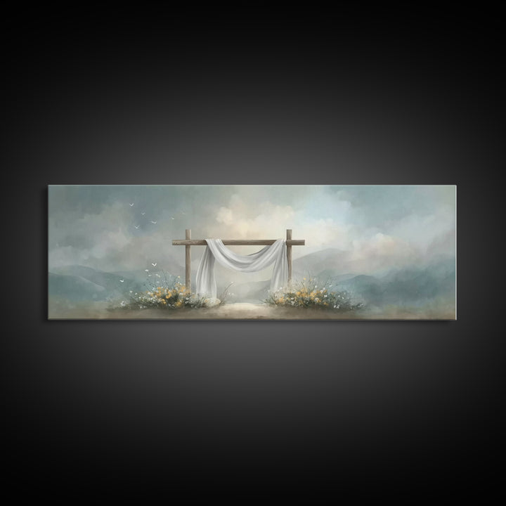 Dawn Of Mercy – Framed Canvas Print – Panoramic Wall Art – Christian Wall Art – Christian Art Canvas – Jesus Painting – Christian Decor