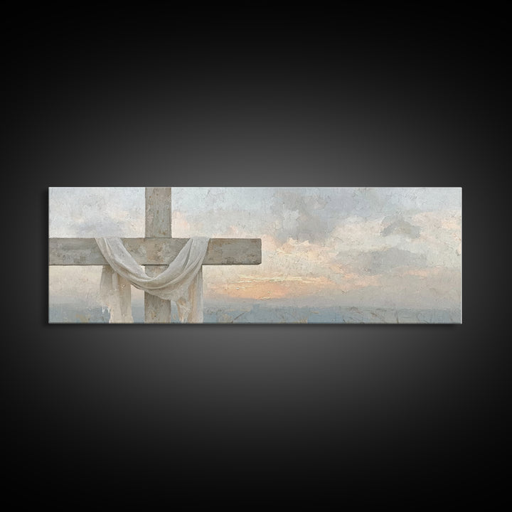 Grace In Bloom, Framed Canvas Print, Panoramic Art, Christian Art Print, Modern Christian Art, Christian Painting, Christmas Art