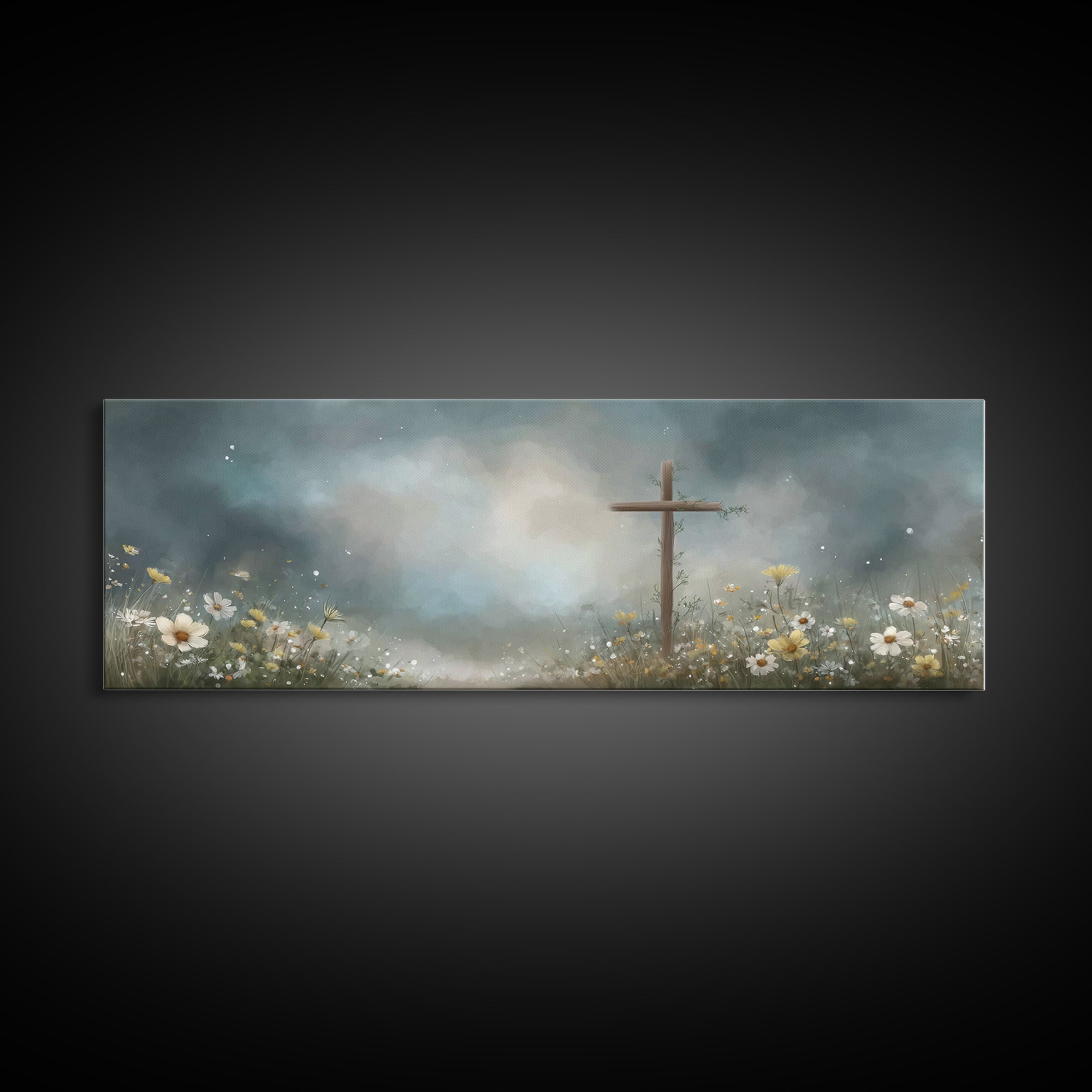 Stormlight Hope, Framed Canvas Print, Panoramic Painting, Moody Christian Art, Christian Art Work, Christian Canvas Art, Jesus Painting