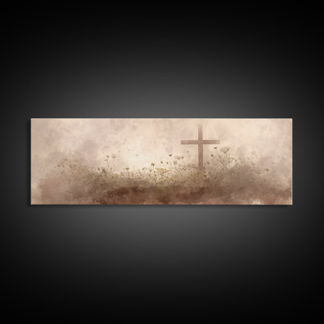 Morning Of Stillness – Framed Canvas Print – Panoramic Frame – Christian Art Canvas – Subtle Christian Paintings – Christian Decor – Jesus