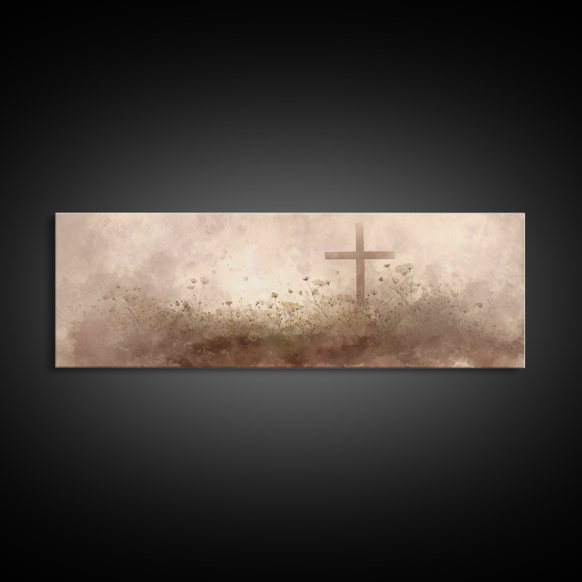 Morning Of Stillness – Framed Canvas Print – Panoramic Frame – Christian Art Canvas – Subtle Christian Paintings – Christian Decor – Jesus
