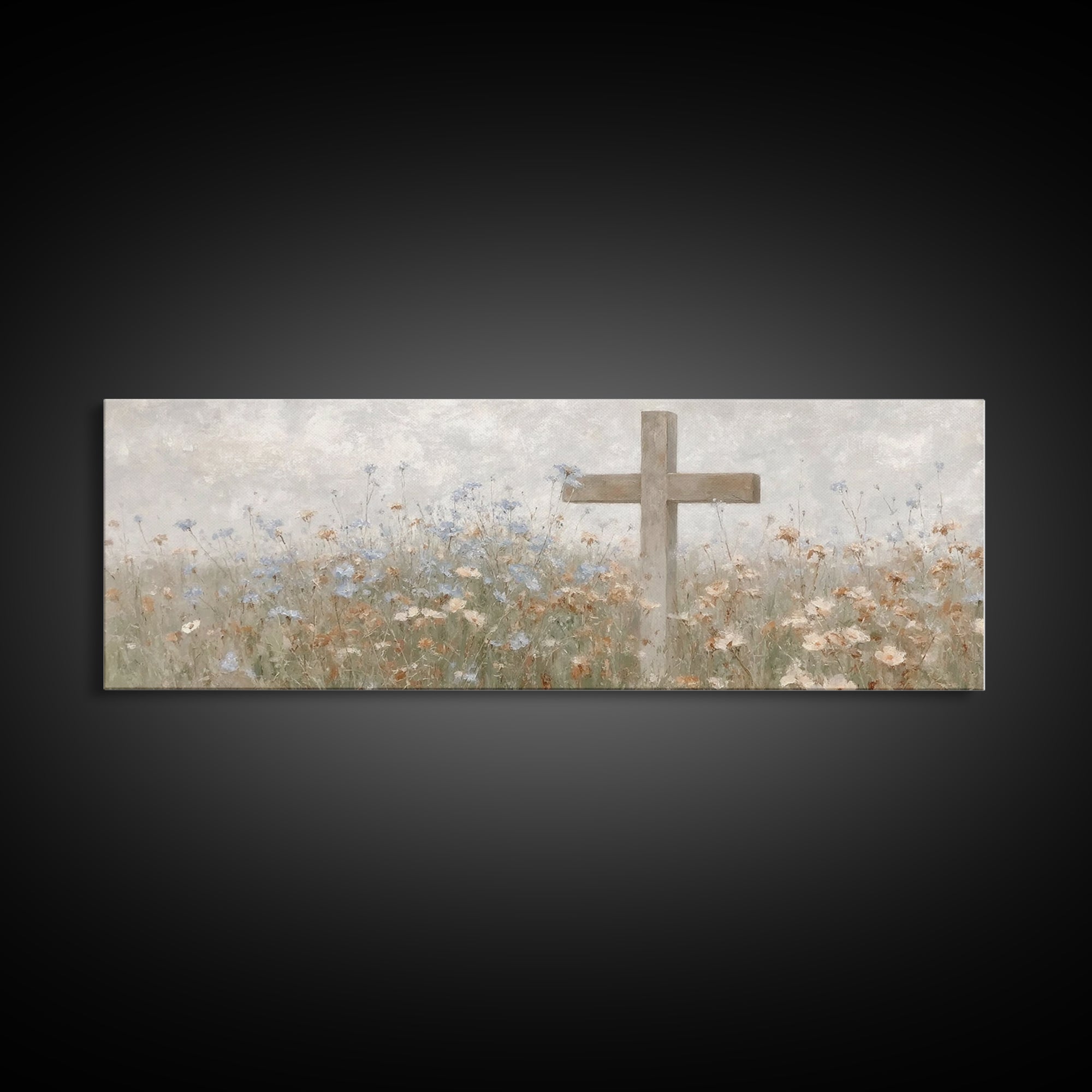 Gentle Faith Field, Framed Canvas Print, Panoramic Wall Art, Christian Art Canvas, Minimalist Christian Art, Christian Decoration, Large Ch