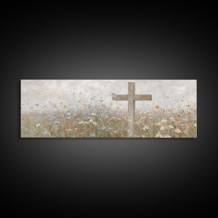 Gentle Faith Field, Framed Canvas Print, Panoramic Wall Art, Christian Art Canvas, Minimalist Christian Art, Christian Decoration, Large Ch