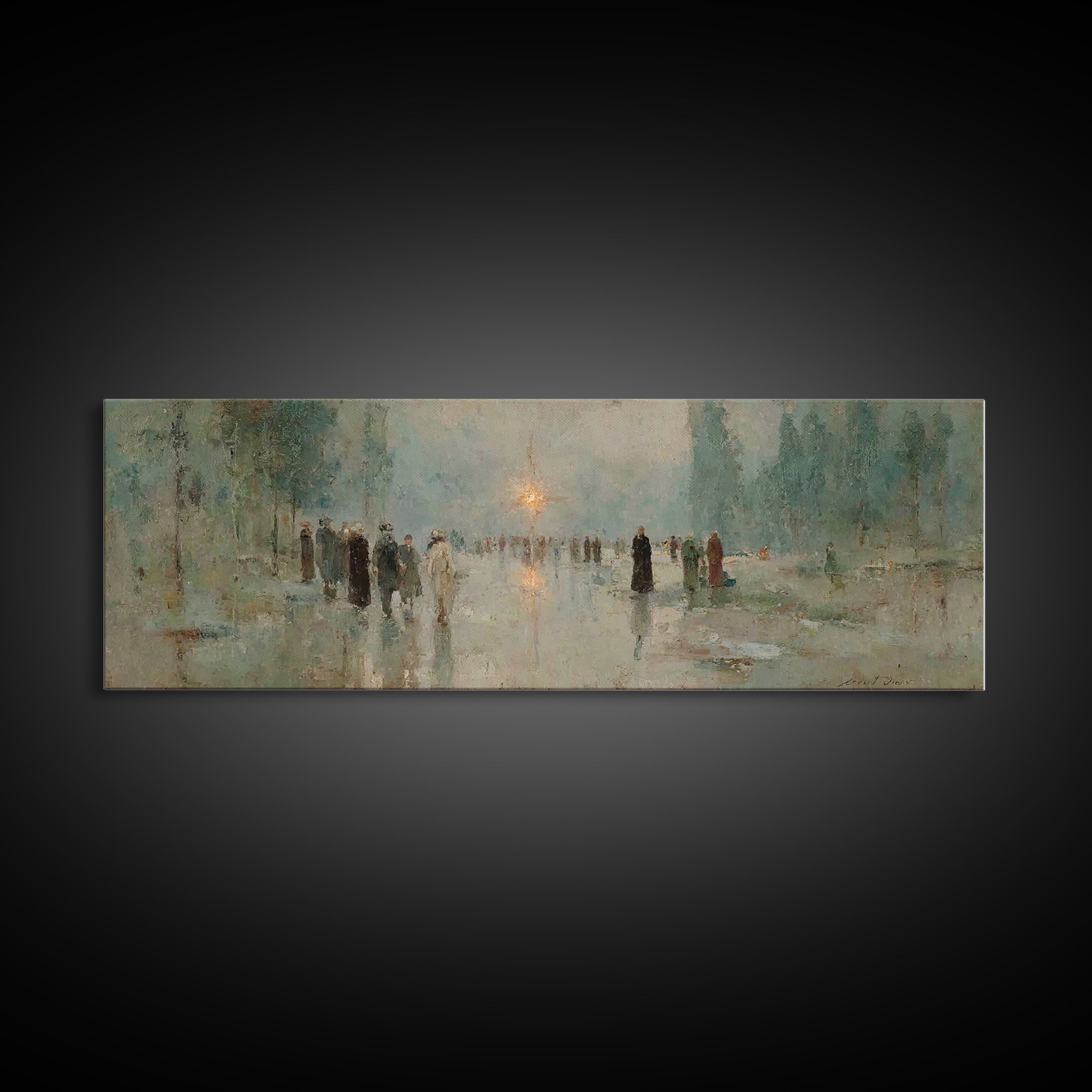 Pilgrims In Light – Framed Canvas Print – Panoramic Painting – Christian Art Print – Vintage Christian Art – Christian Wall Art – Christmas