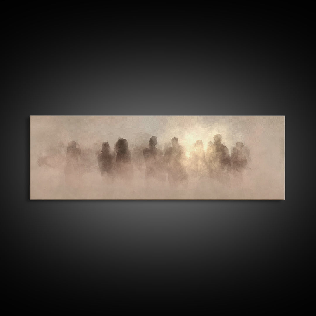 Clouds Of Witnesses | Framed Canvas Print | Panoramic Painting | Christian Art Print | Subtle Christian Art | Christian Wall Art | Vintage