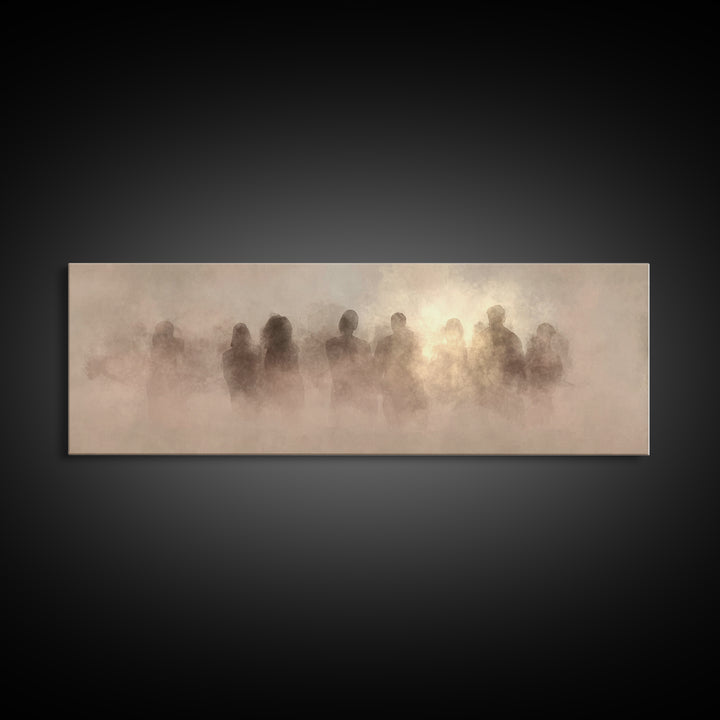 Clouds Of Witnesses | Framed Canvas Print | Panoramic Painting | Christian Art Print | Subtle Christian Art | Christian Wall Art | Vintage