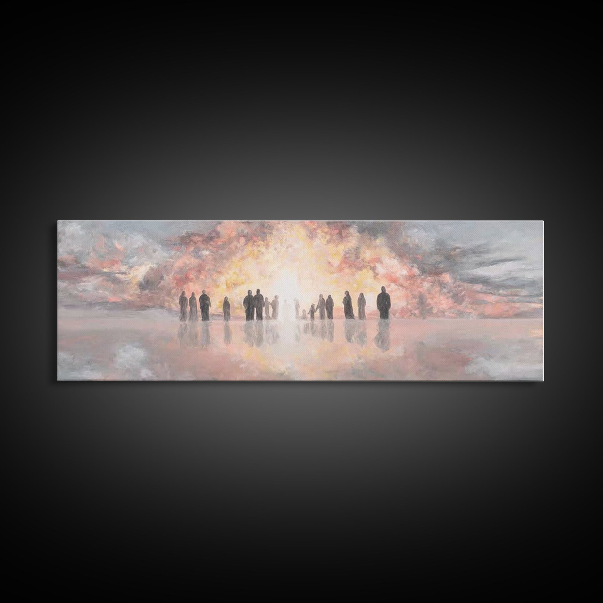 Glory At Dawn – Framed Canvas Print – Panoramic Frame – Christian Art Canvas – Modern Christian Painting – Christian Christmas Art – Christ