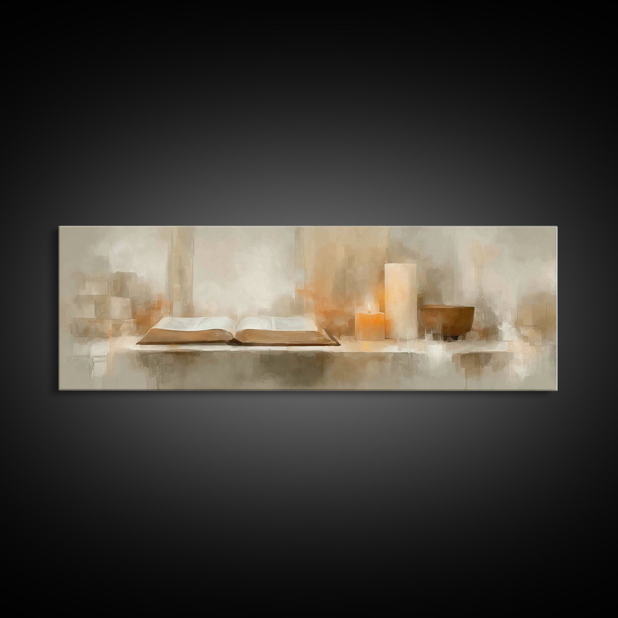 Holy Word Glow, Framed Canvas Print, Panoramic Frame, Minimalist Christian Art, Christian Art Prints, Christian Wall Art, Christian Decorat