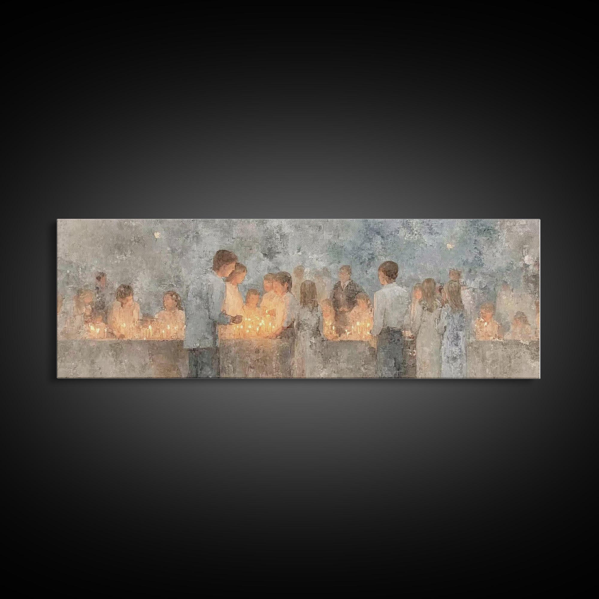 Children Of The Light, Framed Canvas Print, Christian Wall Art, Panoramic Painting, Christian Art Canvas, Christmas Art, Christian Gift