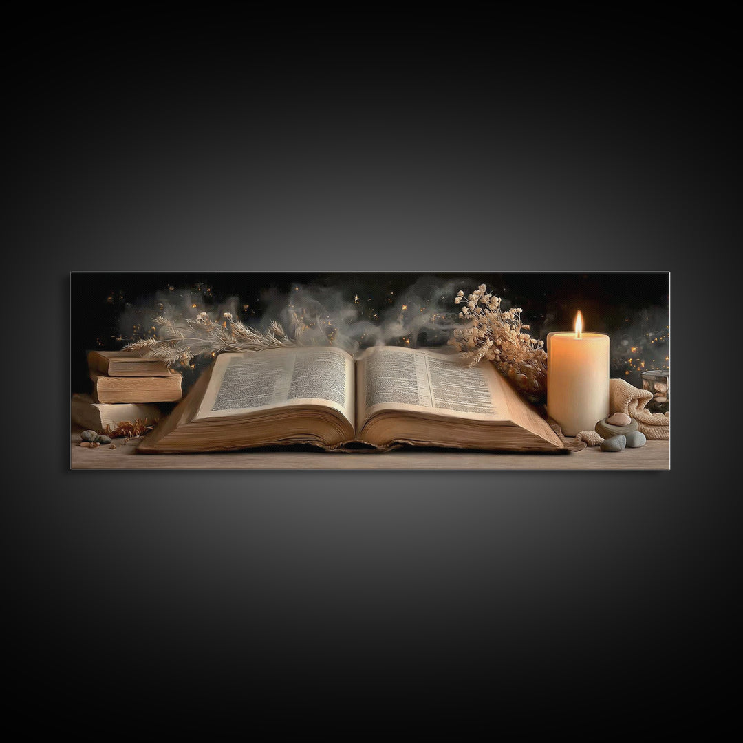 Night Watch Bible – Framed Canvas Print – Panoramic Print – Christian Art Work – Christian Wall Art – Modern Christian Art – Christian Gift