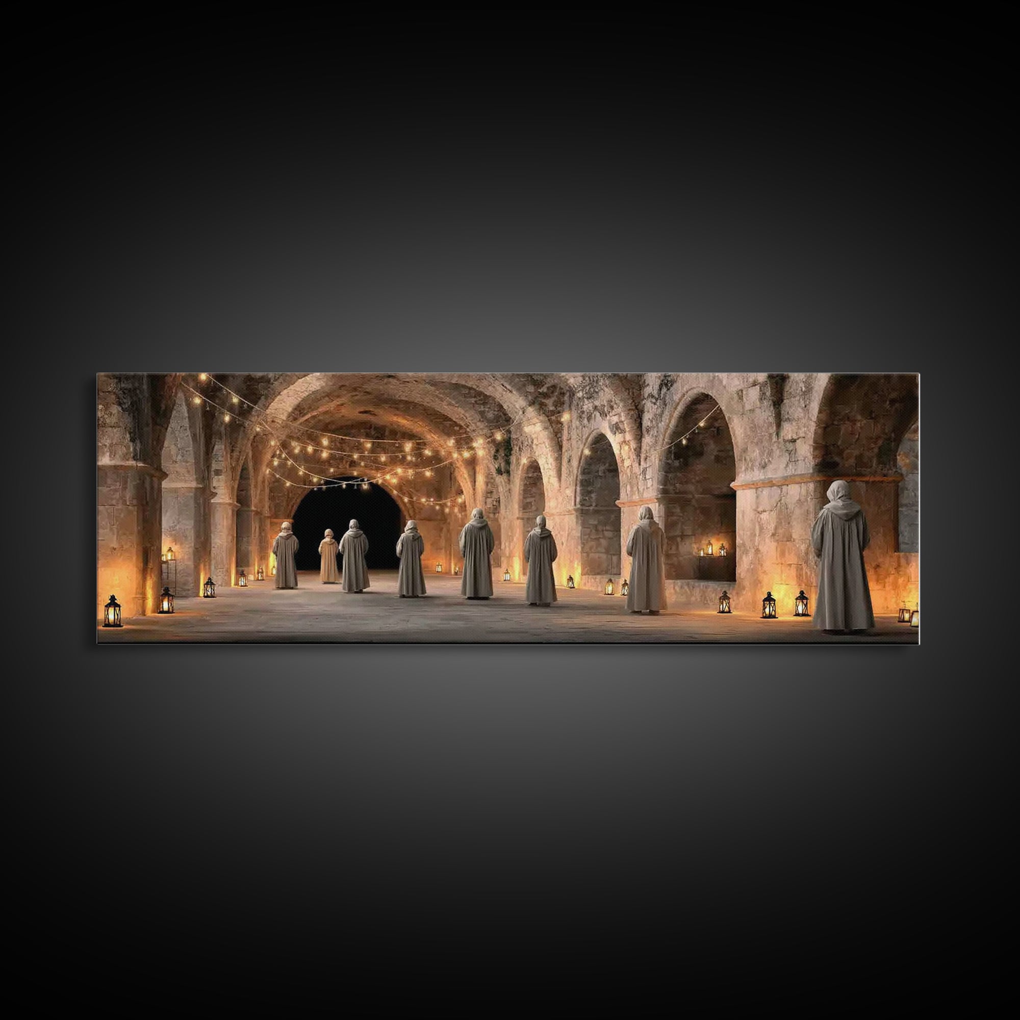 Holy Vigil | Framed Canvas Print | Christian Wall Art | Panoramic Art | Christmas Art | Christian Art Canvas | Christian Christmas Decor